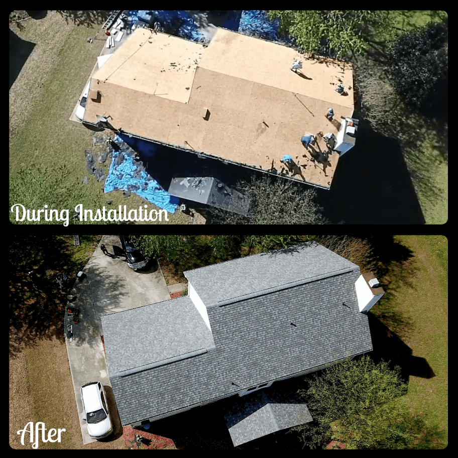 before and after roof installation