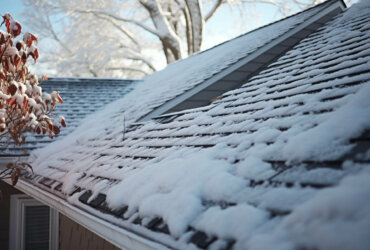 Roof covering with snow