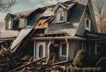 destroyed building roof