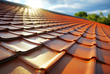 Cartoon Roof Tile In Red Hue