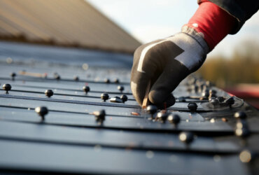 Applying fresh bitumen shingles to rooftop