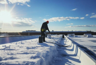 Remove ice dams on commercial roof