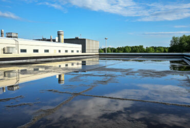 Wet asphalt commercial roof