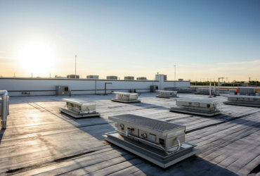 Air conditioning ventilation outdoor unit roof