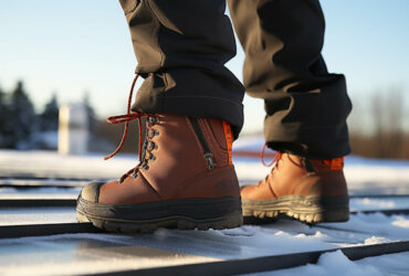 person standing on a snow covered surface