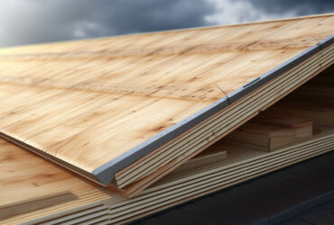 stacked plywood boards for roofing