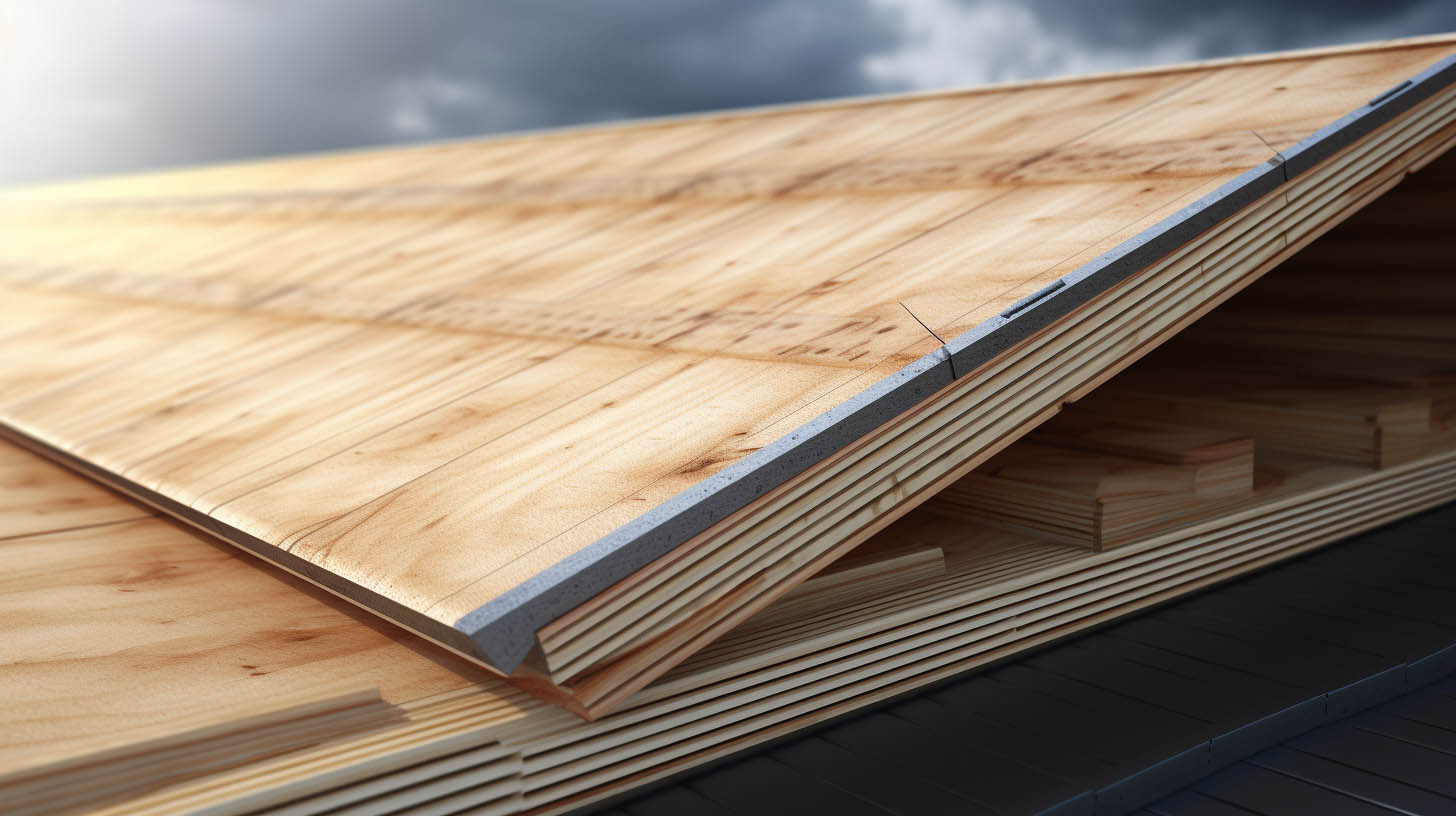 stacked plywood boards for roofing