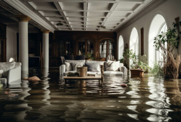 Living room filled with water