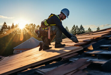 wooden roof installation work