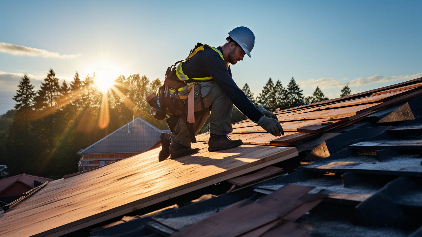 wooden roof installation work