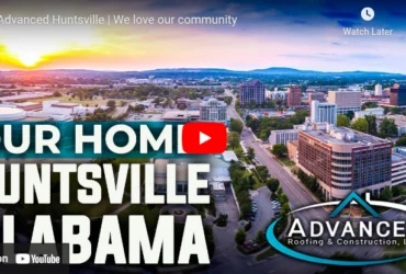 City skyline of Huntsville Alabama with our home text