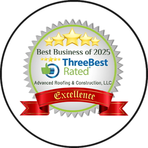 2025 award badge for Huntsville roofing company