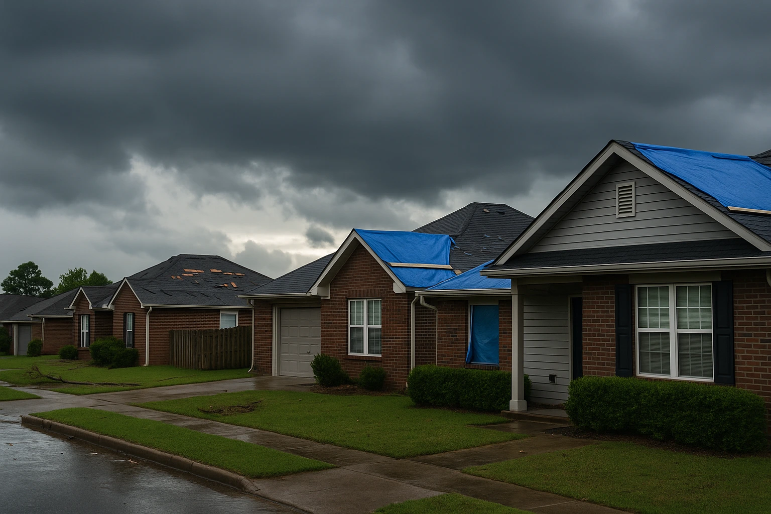 Advanced Roofing and Construction completing storm roof repairs in North Alabama