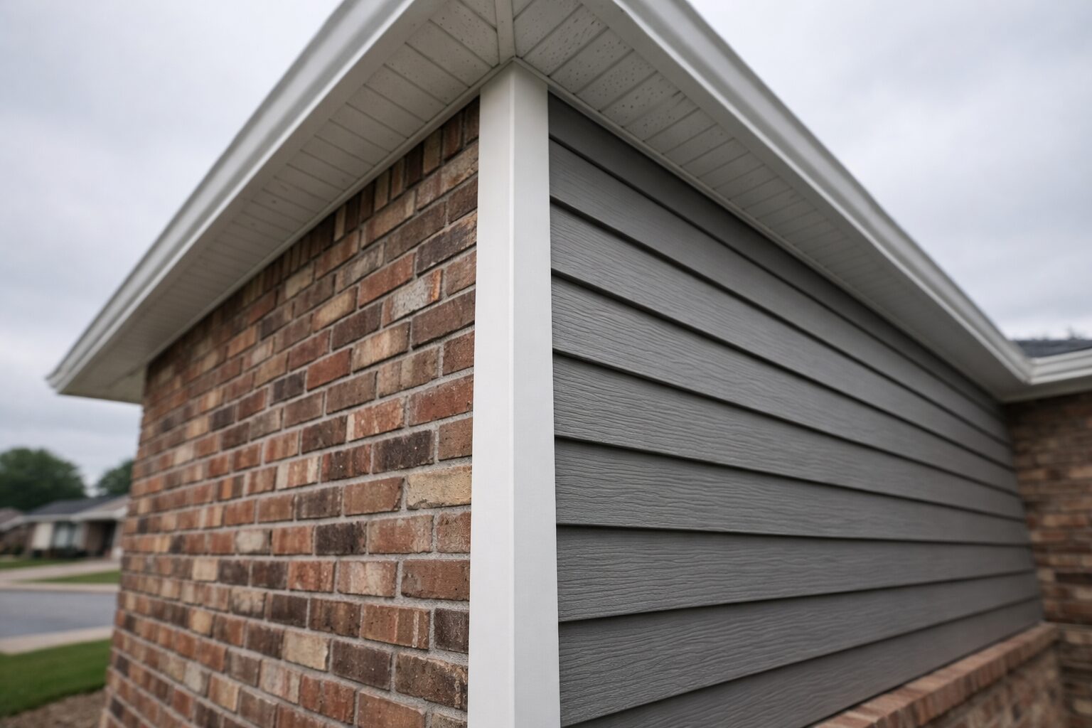 Cladding contractor Huntsville AL installation on a residential property corner elevation