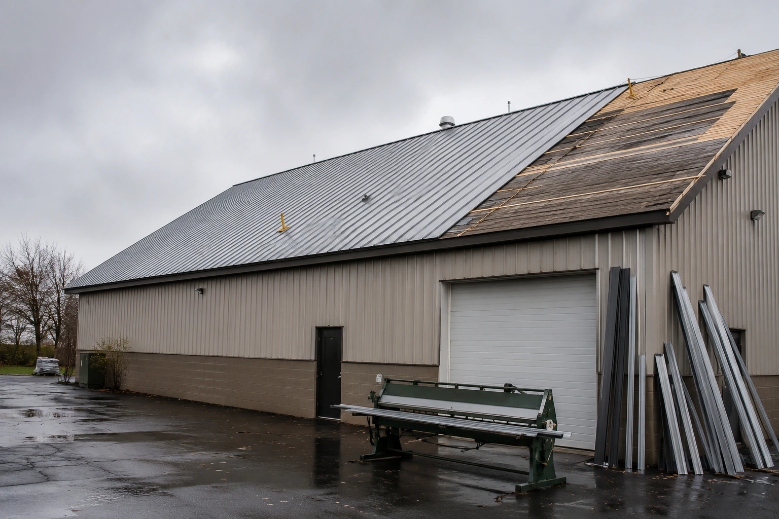 Standing seam metal roofing panels installed on a North Alabama building