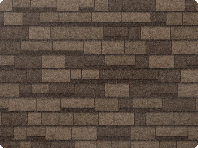 Cedar Brown architectural shingle color sample showing a full section of roof shingles