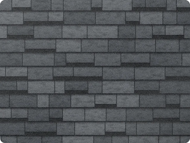 Charcoal Gray architectural shingle color sample showing a full section of roof shingles