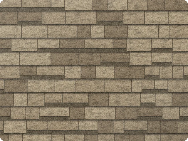Desert Tan architectural shingle color sample showing a full section of roof shingles