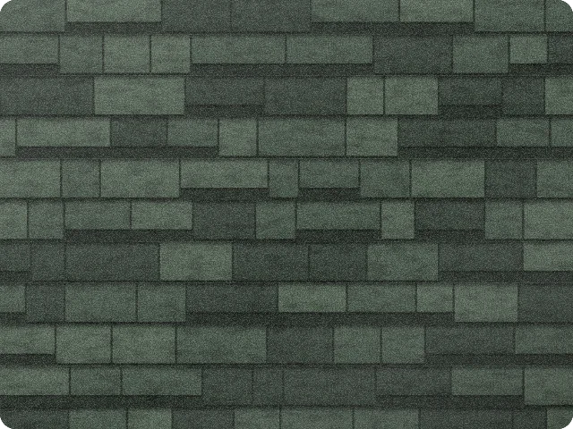 Hunter Green architectural shingle color sample showing a full section of roof shingles