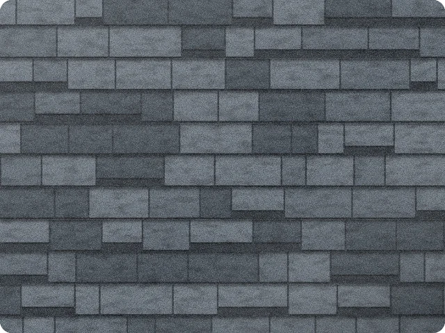 Slate Gray architectural shingle color sample showing a full section of roof shingles